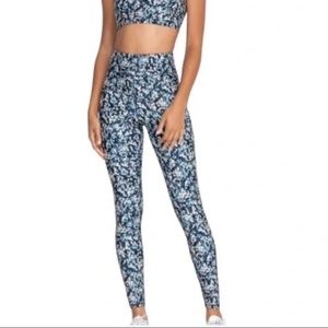 Johnny Was Calme Endurance High Waist Legging 7/8 Pockets Blue Speckled Size S